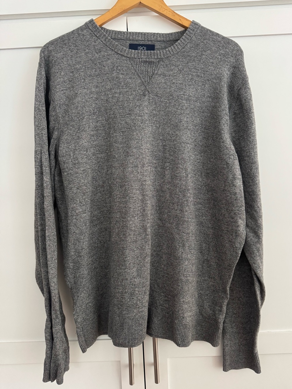 1901 Men's Cotton & Cashmere Crewneck Sweater in Gray Heather XL